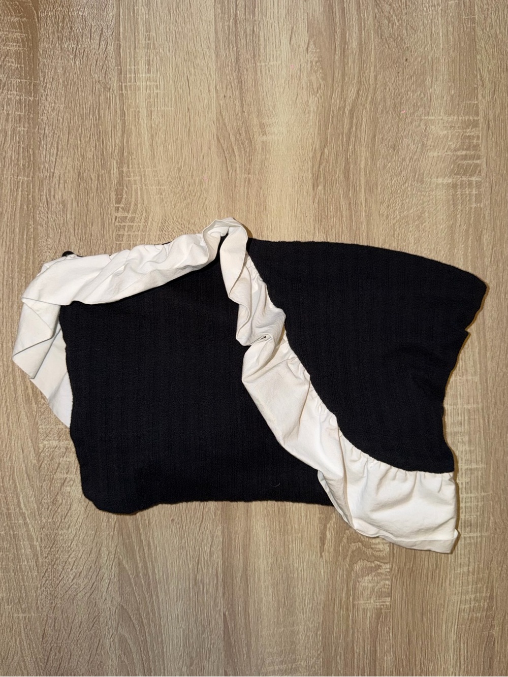 Free People Black White Ruffle Crop Top